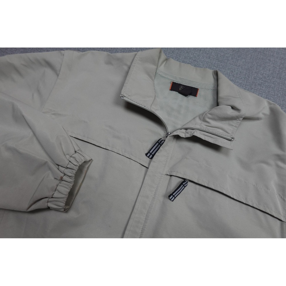 Vintage Tasso Elba Golf Jacket Mens Large Beige Full Zip Windbreaker Mesh Lined